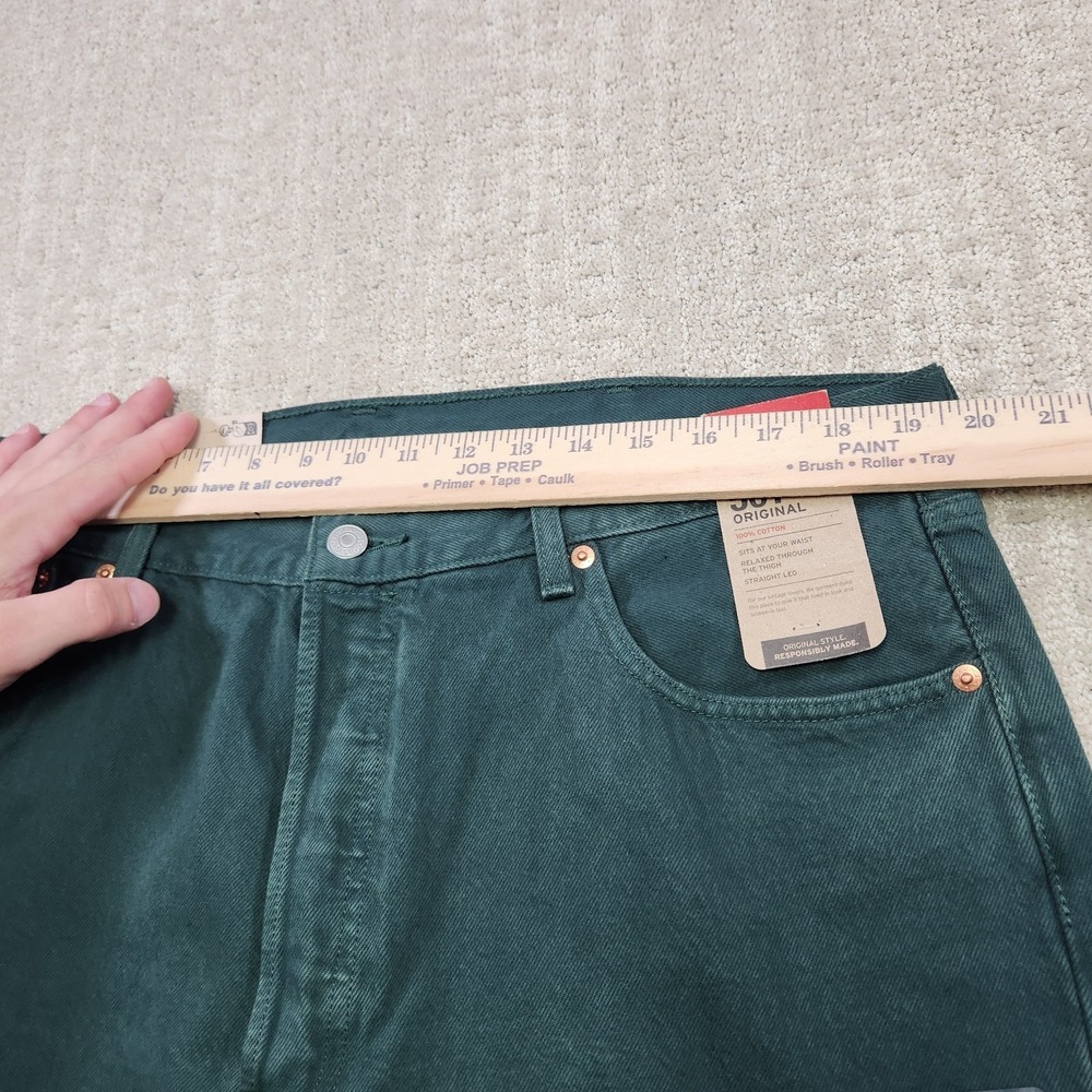 Levis 501 Jeans Men 38x30 Straight Leg Button Fly Green Denim Classic - Picture 5 of 13